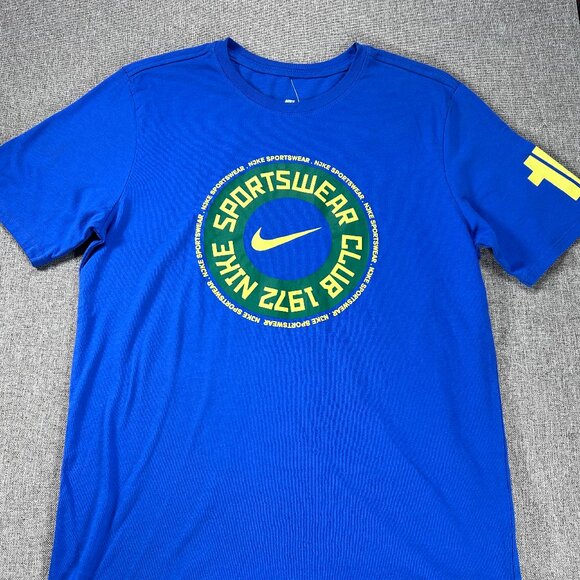 The Nike Tee Shirt Men's Medium Crew Neck Athletic Cut Blue Sportswear Club 1972 - Picture 3 of 10